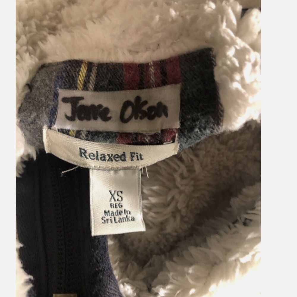 LL Bean Gray Plaid Sherpa Lined Full Zip Flannel Relaxed Fit Shacket Women's XS - Picture 9 of 12